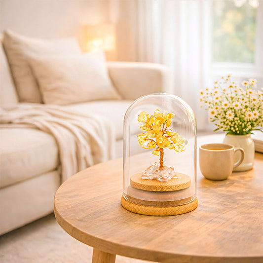 Crystal tree for happiness and success displayed as home decor in living room