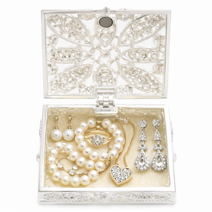 Elegant Silver Pearl Jewellery Box