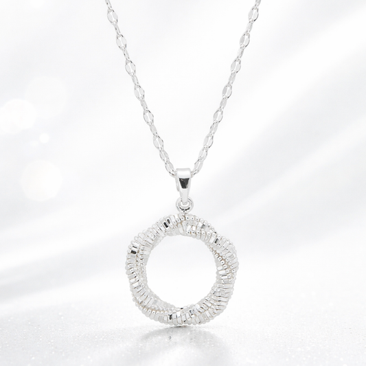 Twisted Silver Circle Necklace