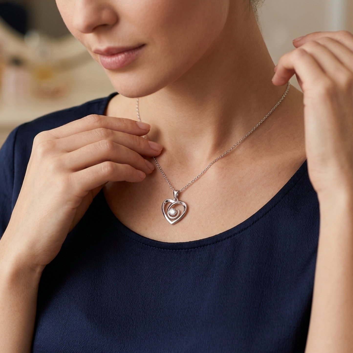 Dancing Crystal Heart Necklace
