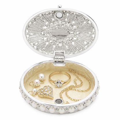 Elegant Silver Pearl Jewellery Box