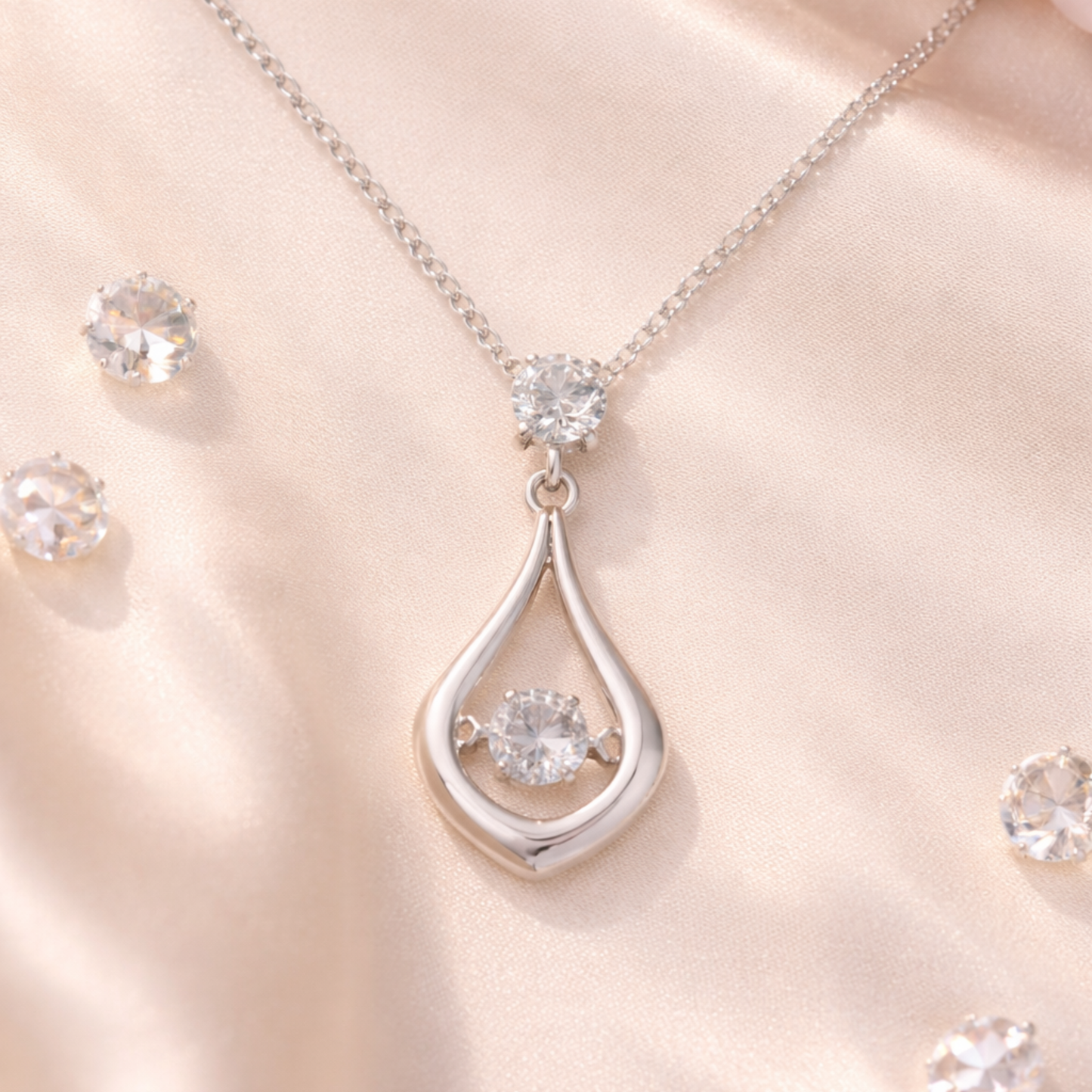 Dancing Crystal Teardrop Necklace