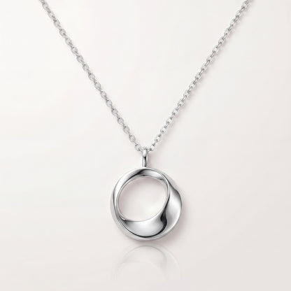925 sterling silver modern open circle pendant necklace on a clean white background