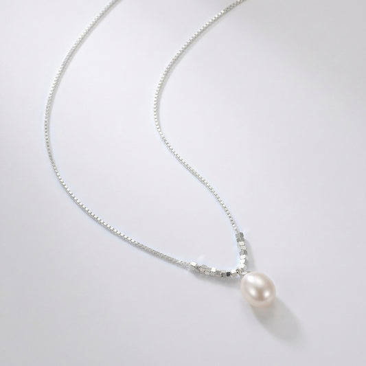 925 sterling silver pearl pendant necklace on a clean white background