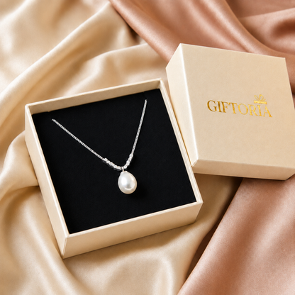 925 sterling silver teardrop pearl pendant necklace in Giftoria gift box