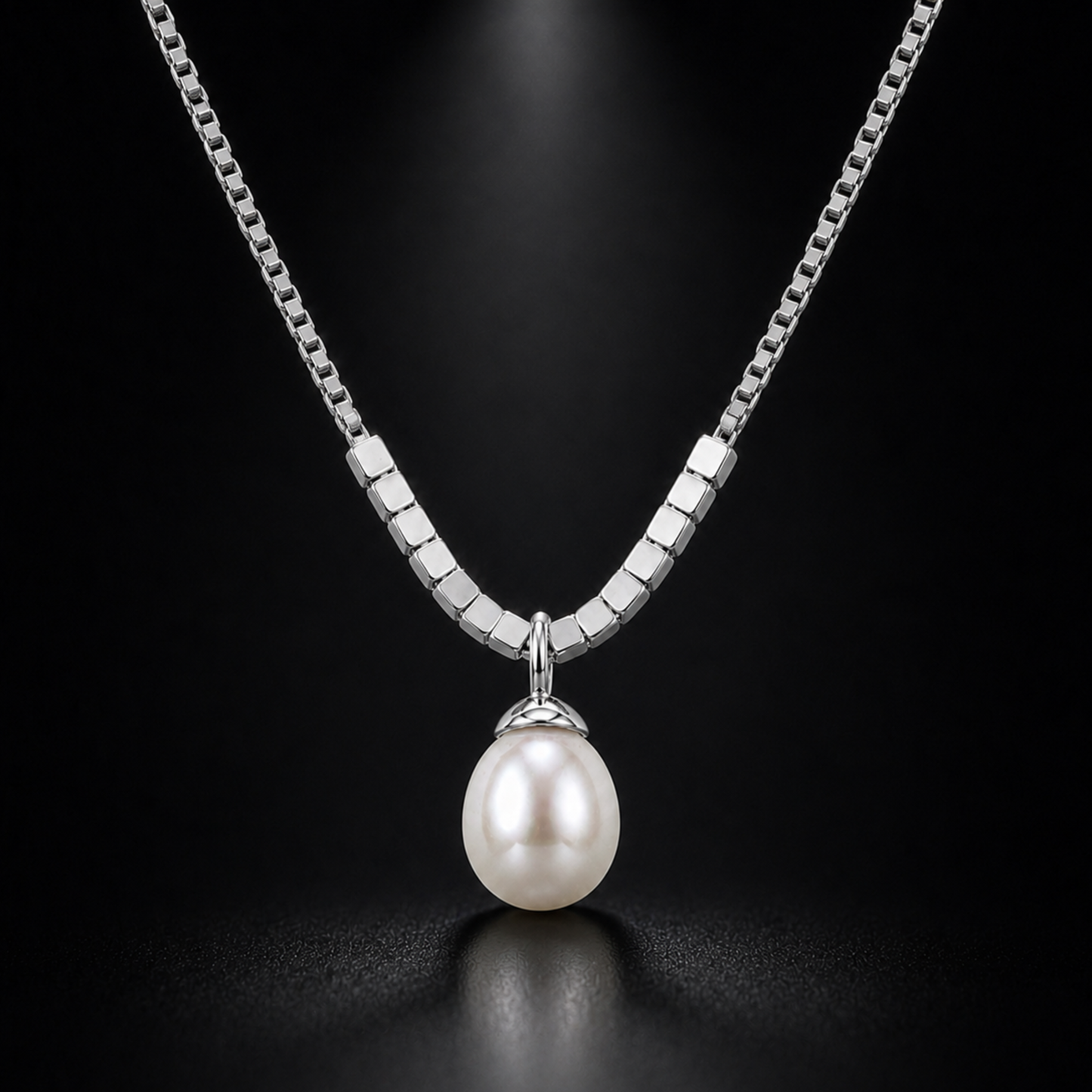 925 sterling silver teardrop pearl pendant necklace with delicate chain main picture
