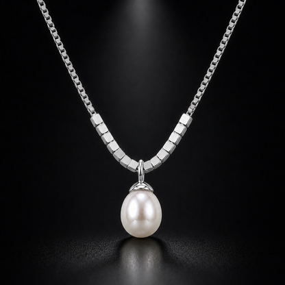 925 sterling silver teardrop pearl pendant necklace with delicate chain main picture