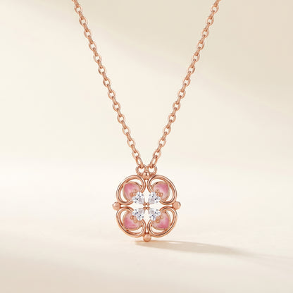 925 sterling silver rose gold magnetic lucky clover necklace with sparkling clover pendant