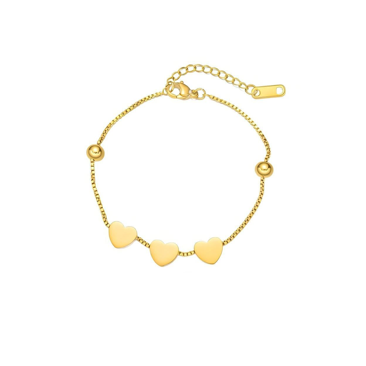 Forever Together 18K Gold Plated Triple Heart Stainless Steel Bracelet