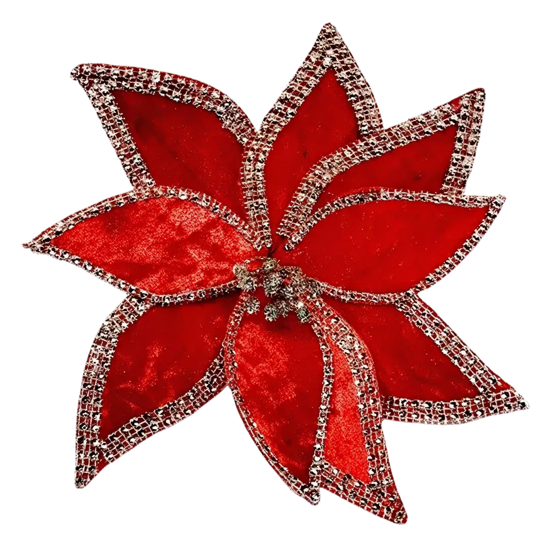 Holiday Luxe Poinsettia Clip Decoration