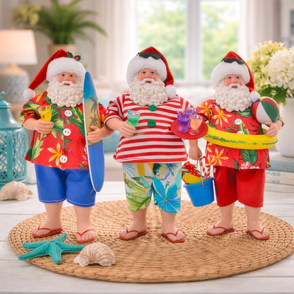 Australian Santa figurines styled as home decor for modern summer Christmas interiors