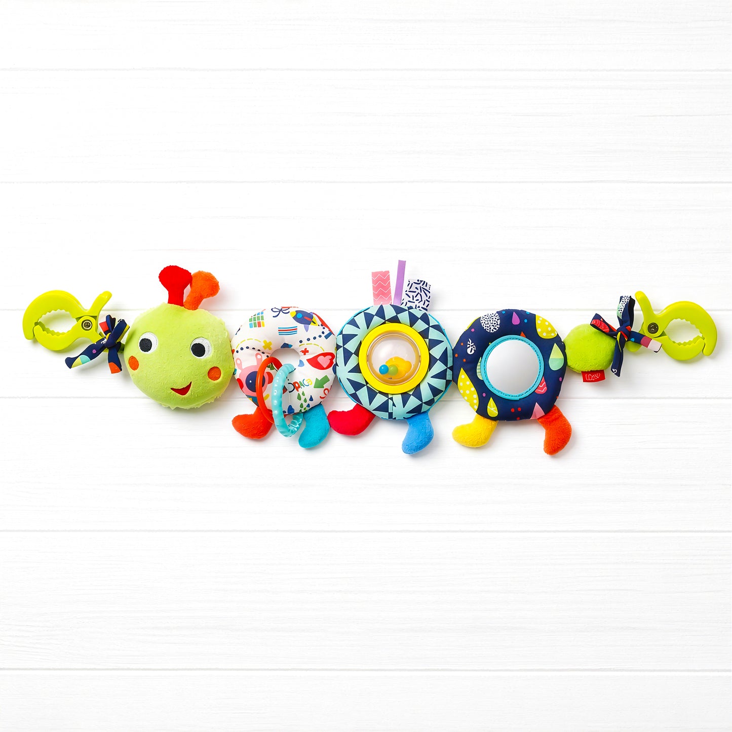 Baby pram chain caterpillar toy with rattle and mirror for stroller newborn gift Australia