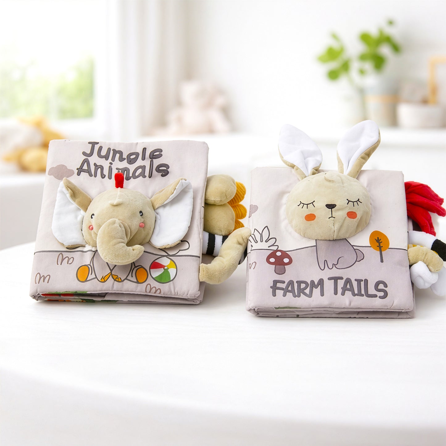 Front view of Baby Soft Book Set Farm and Jungle cloth books