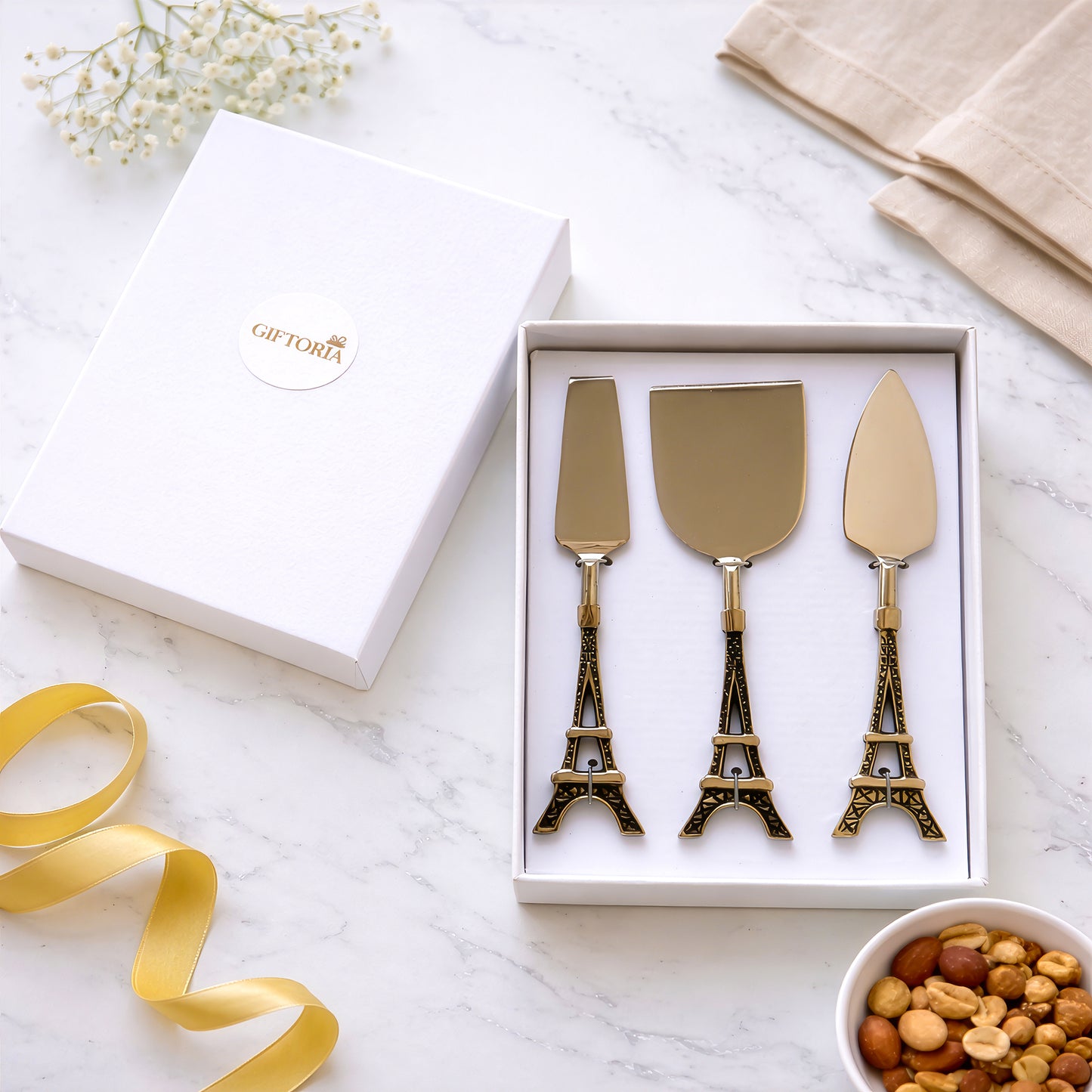Premium cheese knife set 3pcs elegant gift presentation