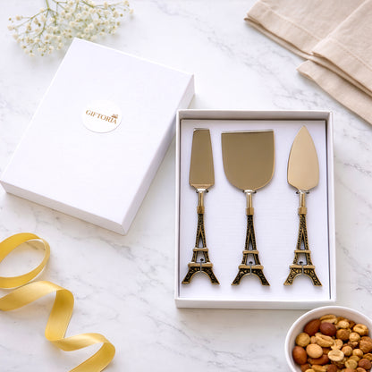 Premium cheese knife set 3pcs elegant gift presentation