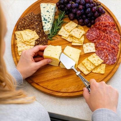 Cheese knife set 3pcs cutting cheese on charcuterie board