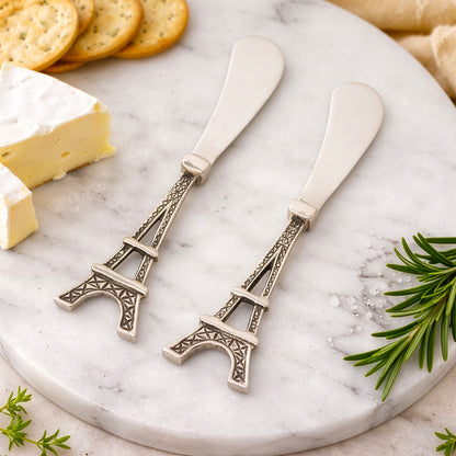 Cheese spreader set 2pcs elegant gift for her on marble board