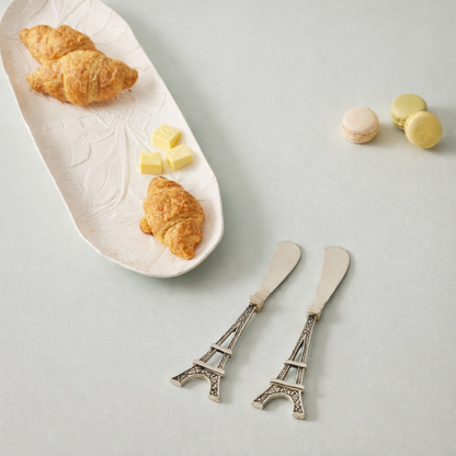 Minimal style cheese spreader set 2pcs on soft background