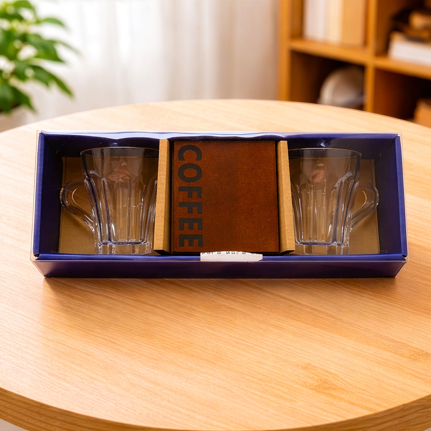 Coffee mug and coaster gift set packaged as a gift