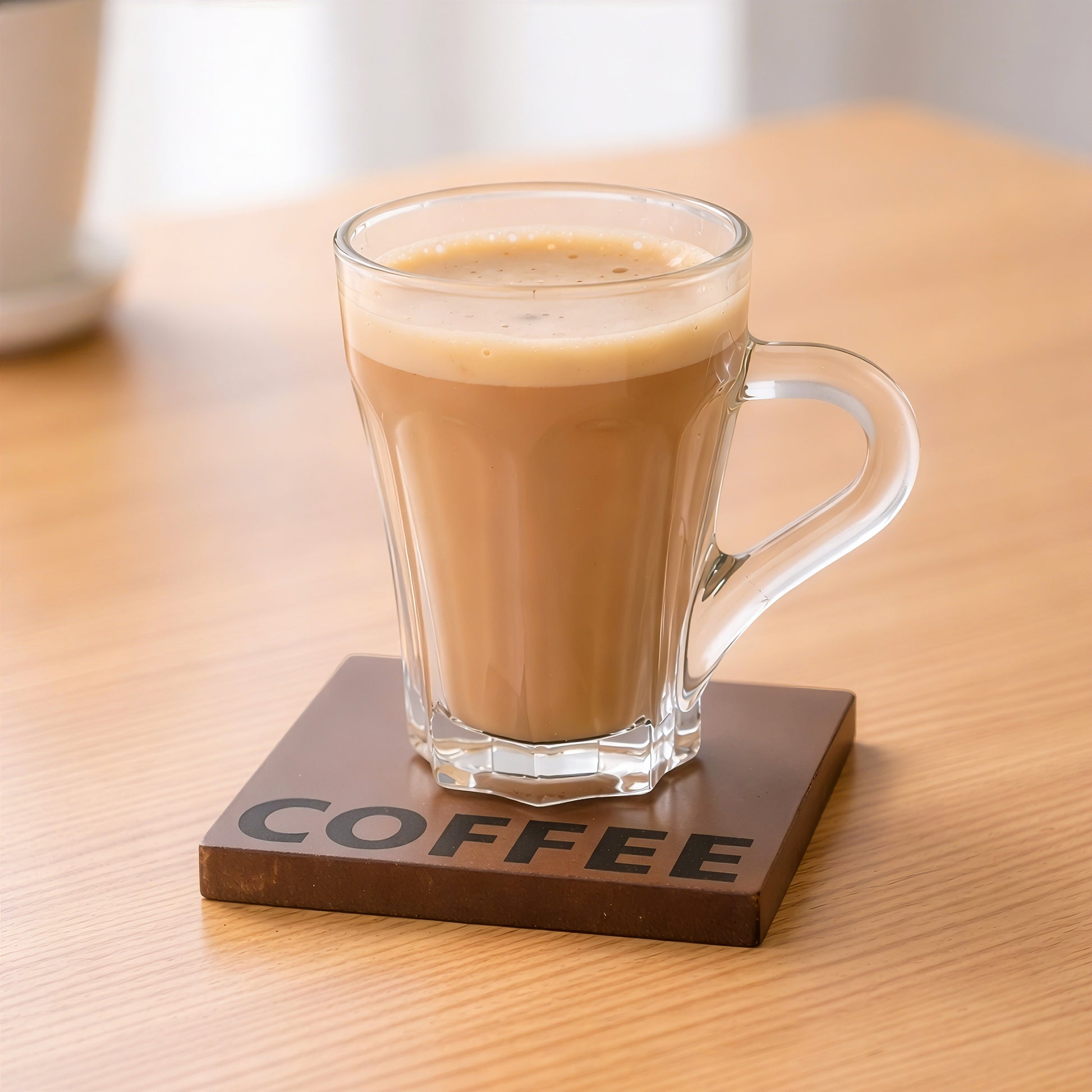 Glass coffee mug and coaster gift set for coffee lovers