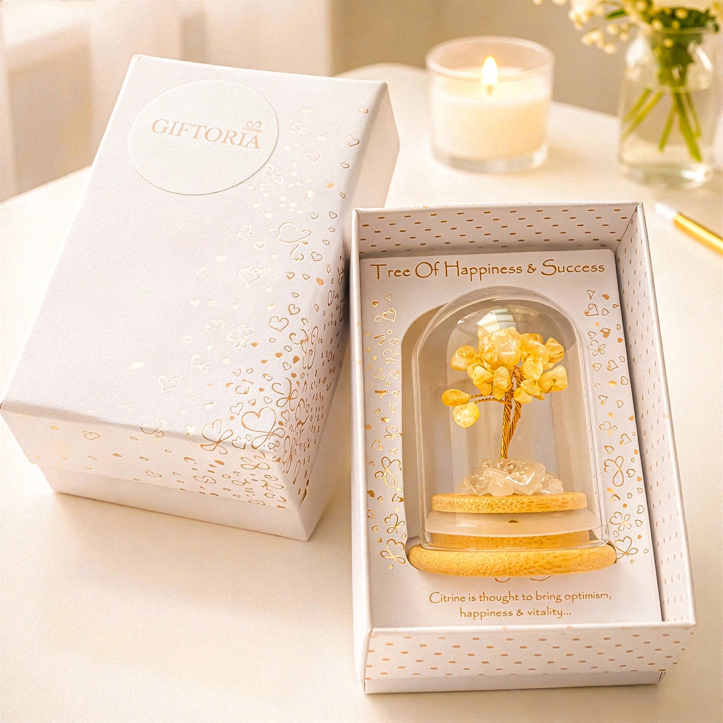 Crystal tree for happiness and success gift box packaging by Giftoria Australia