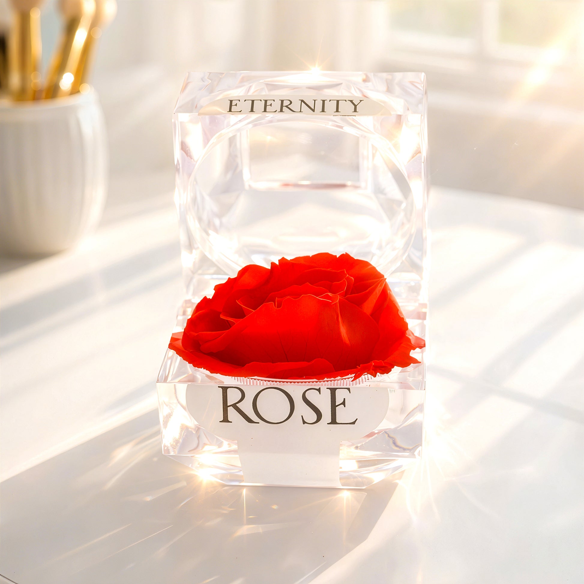 Everlasting preserved rose gift box romantic gift for her in crystal display case Australia