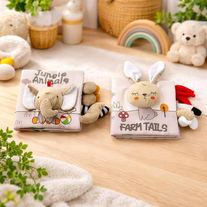 Farm Tails and Jungle Animals baby soft book set for newborns and toddlers