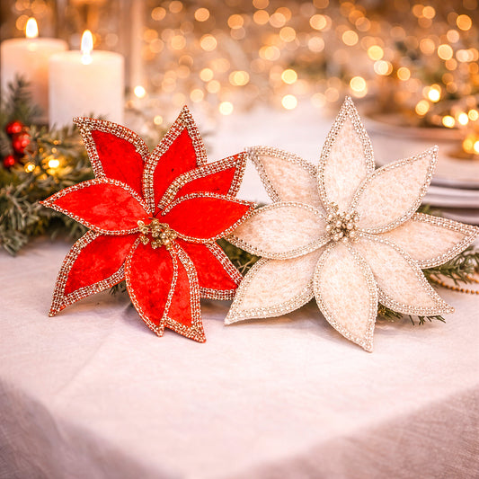 Festive christmas poinsettia decoration clip holiday decor display