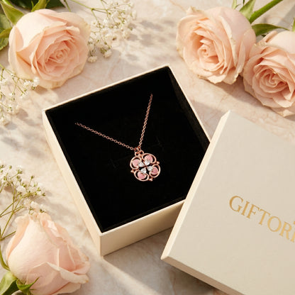 Gift boxed 925 sterling silver rose gold lucky clover necklace