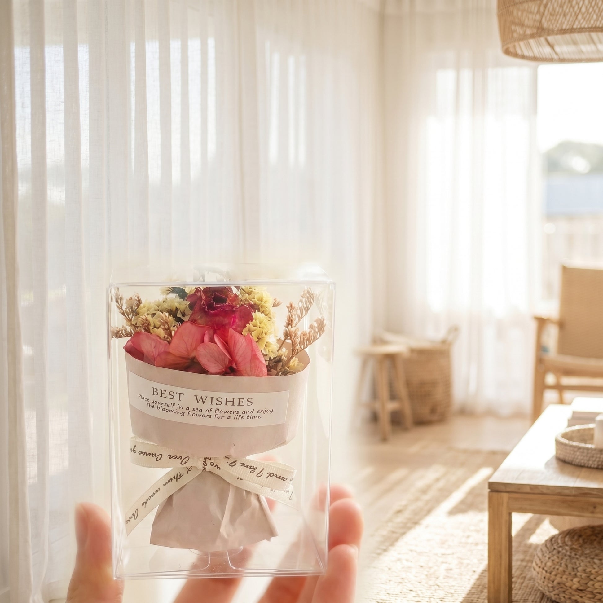 Rose Mix Bouquet by window, elegant preserved flower gift for her Australia