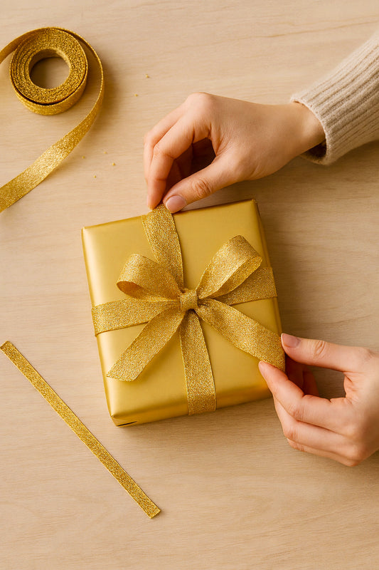 Elegant gold ribbon gift wrapping by Giftoria Australia – curated gift ideas for every occasion