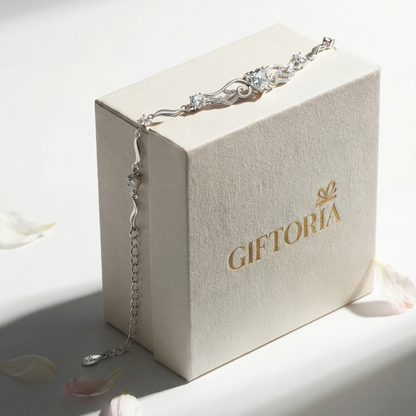 Giftoria jewellery packaging for Angel Wings 925 sterling silver heart bracelet