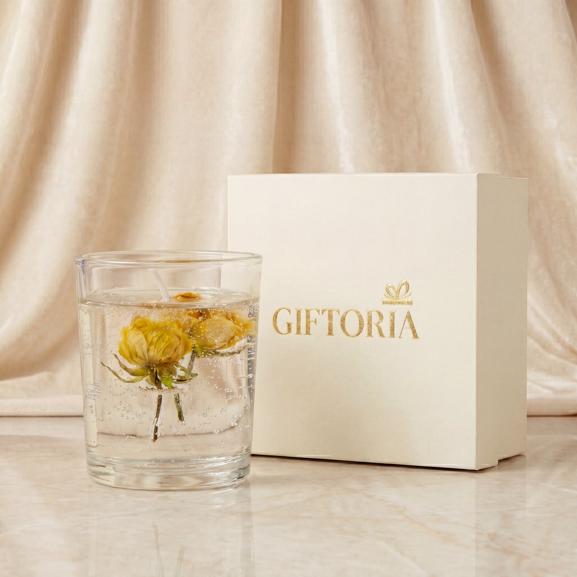 Giftoria rose gel wax scented candle with branded gift box