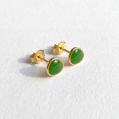 Gold tone avocado green 925 sterling silver stud earrings with a fresh minimalist design