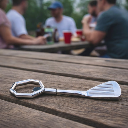 Golf beer bottle opener on picnic table mens gift idea Australia