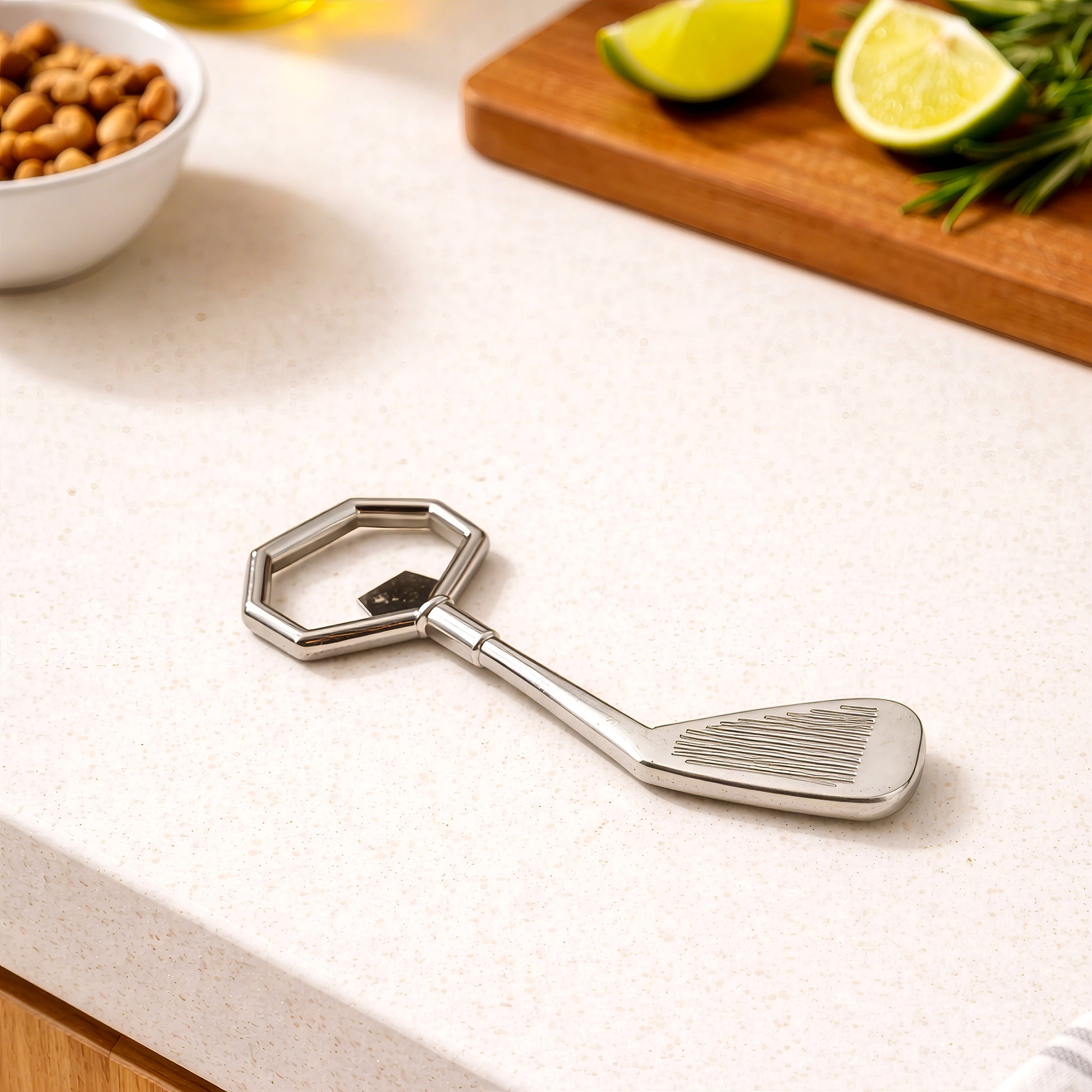 Golf themed bottle opener displayed on kitchen counter stylish gift for him