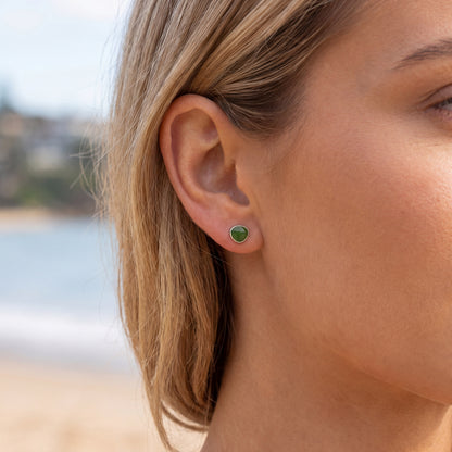 925 Sterling Silver Avocado Green Stud Earrings