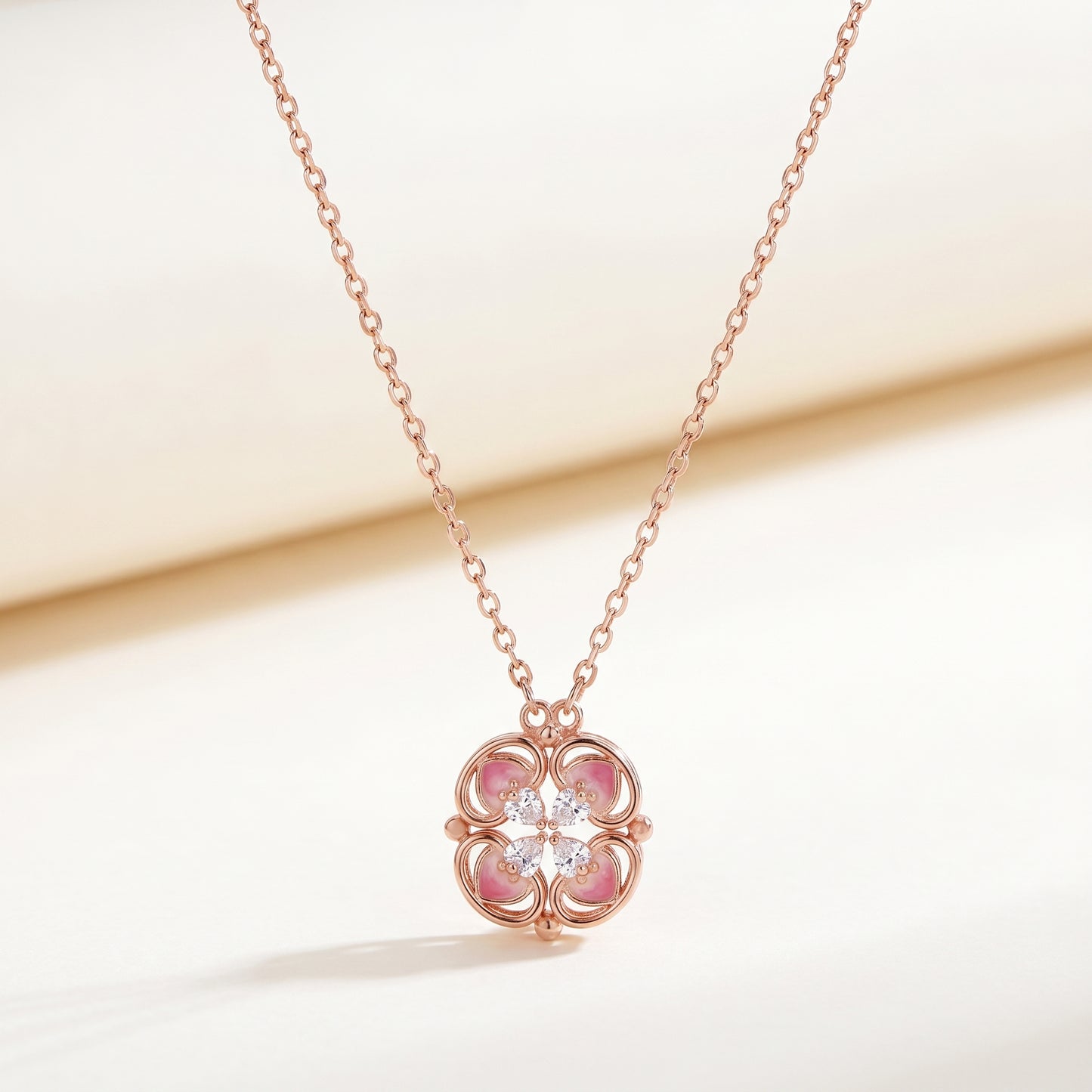 Minimal product photo of 925 sterling silver rose gold lucky clover necklace
