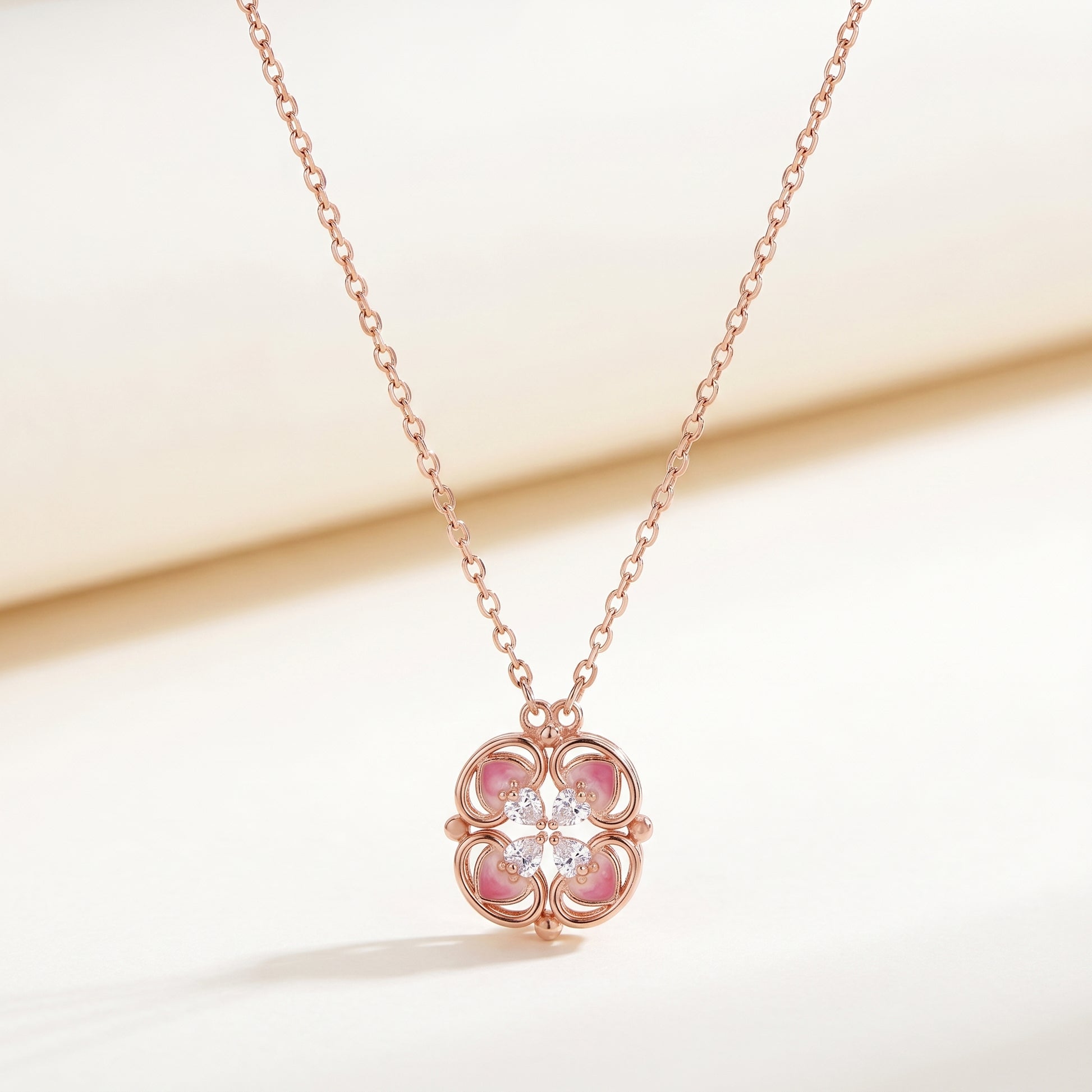 Minimal product photo of 925 sterling silver rose gold lucky clover necklace