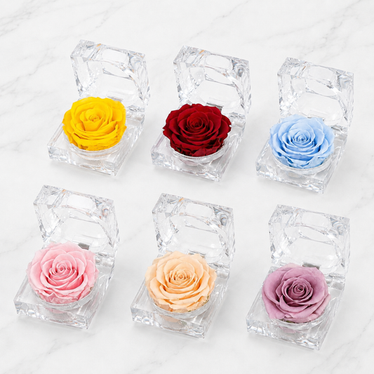 Preserved Rose Crystal Gift Box available in multiple colours including red pink blue yellow rose goldand champagne