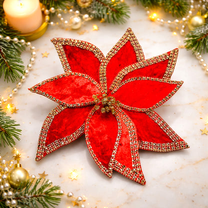 Red poinsettia christmas decoration clip festive flower