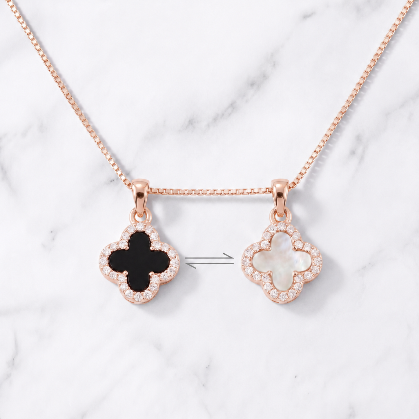 rose gold double-sided four leaf clover necklace gift for her