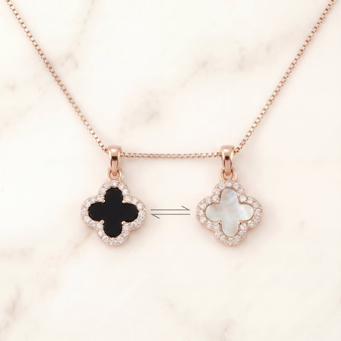 rose gold double-sided four leaf clover necklace gift for her