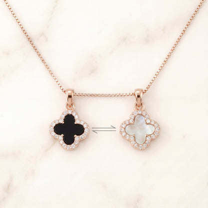 rose gold double-sided four leaf clover necklace gift for her