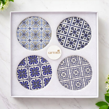 Round ceramic coaster set 4pcs gift box by Giftoria Australia