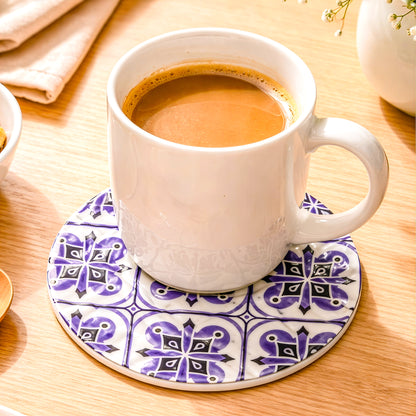 Round ceramic coaster heat resistant under coffee mug