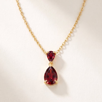 Ruby Glow red teardrop 18K gold plated 925 sterling silver necklace