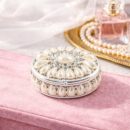 Silver pearl oval jewellery keepsake box luxury gift idea