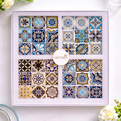 Square ceramic coaster set 4pcs decorative home gift box