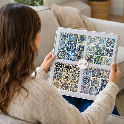 Square ceramic coaster set 4pcs gift box packaging by Giftoria Australia